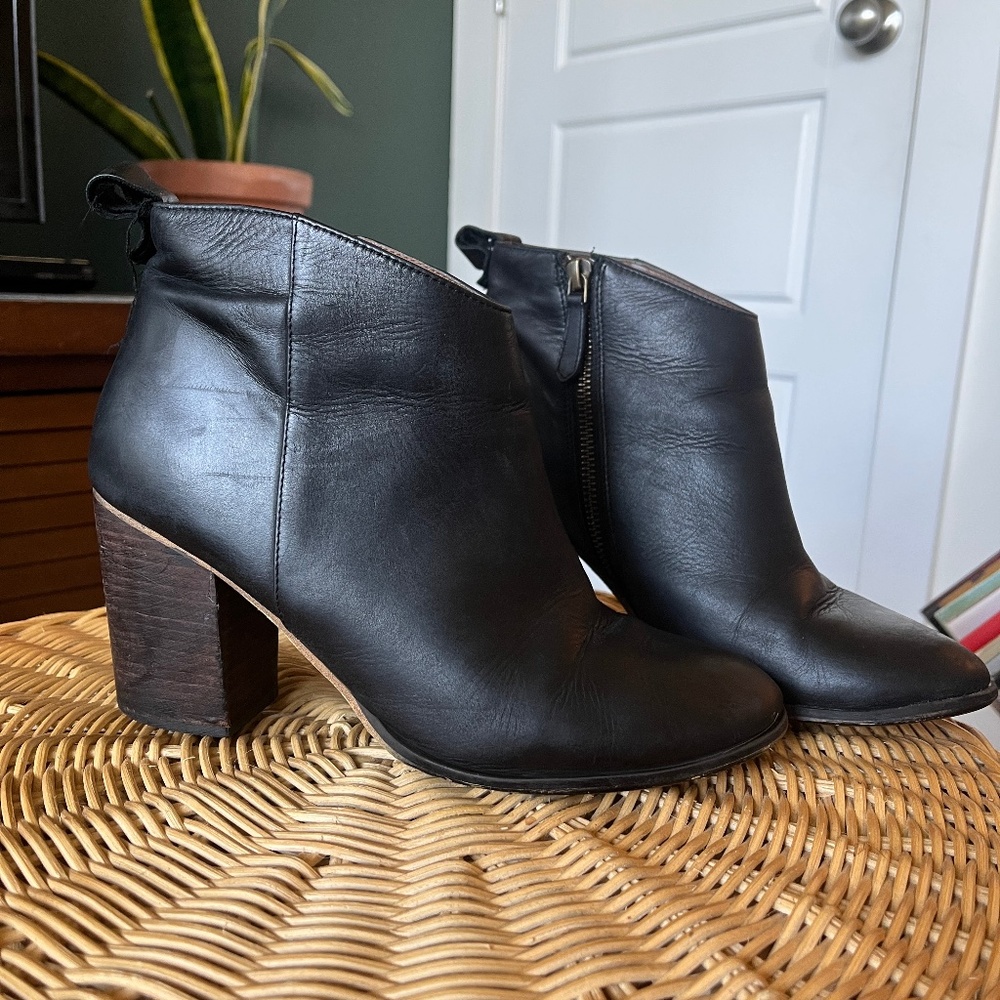 BP Heeled Leather Ankle Booties